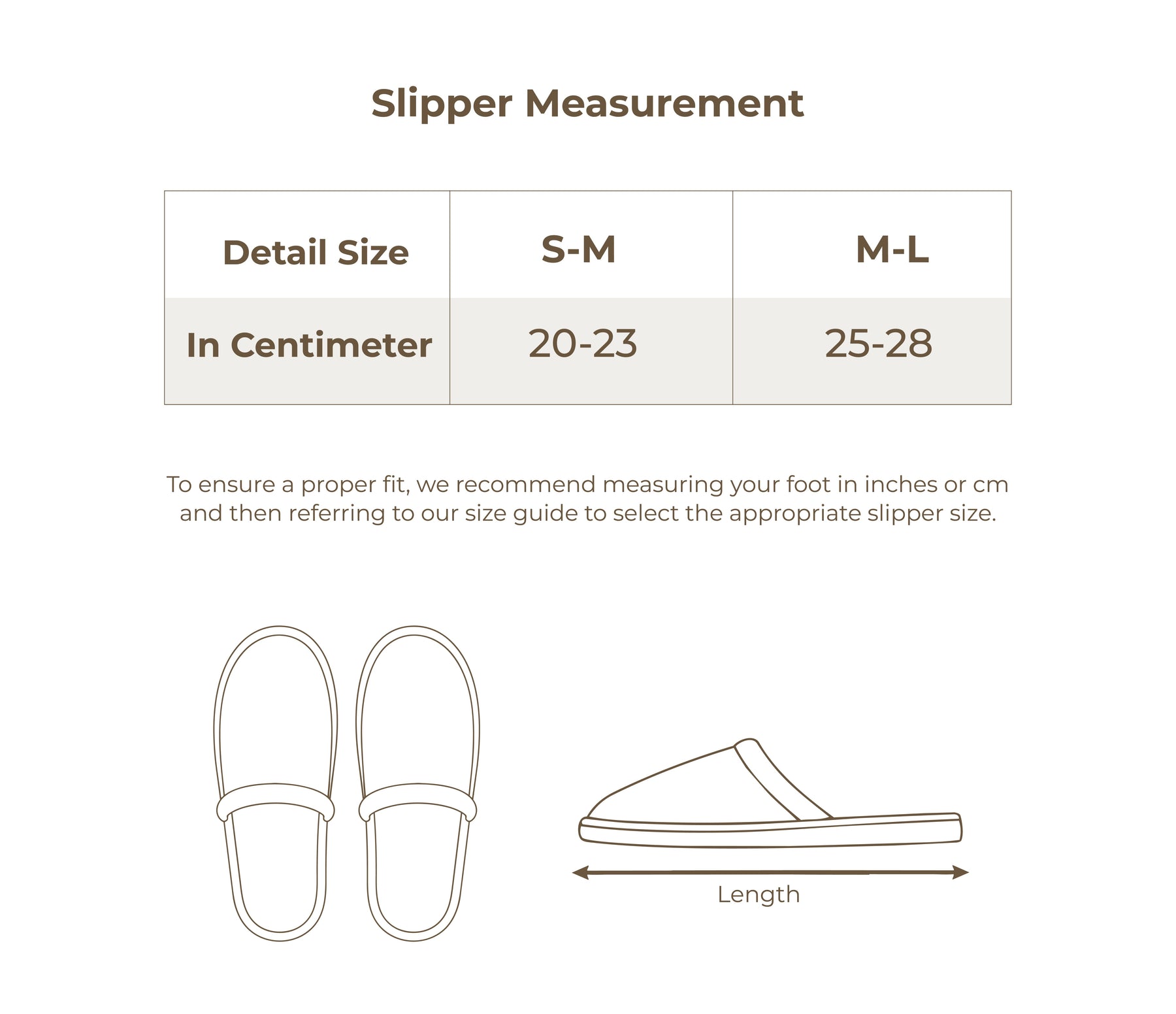 Size chart in centimetres