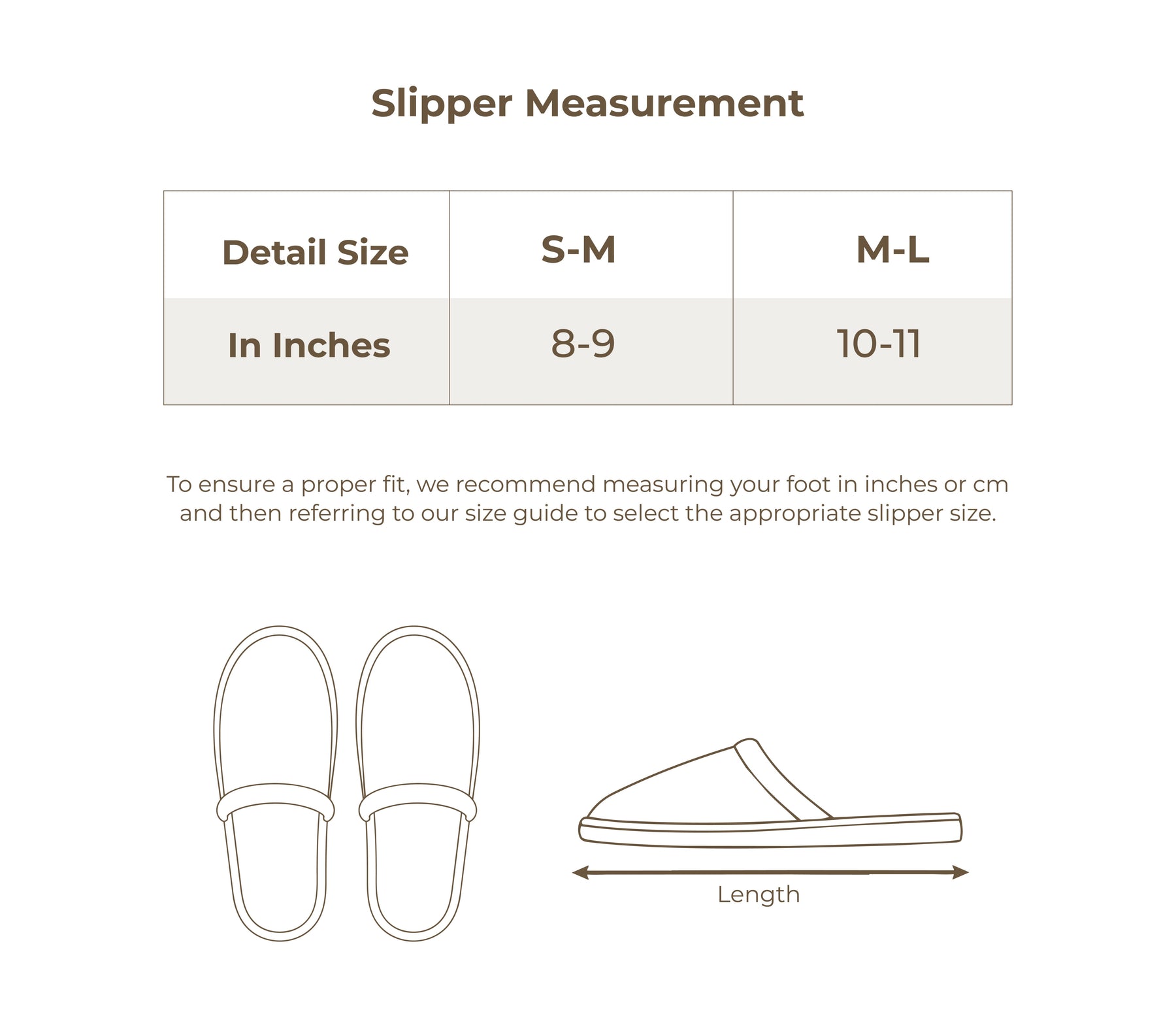 Size chart in inches