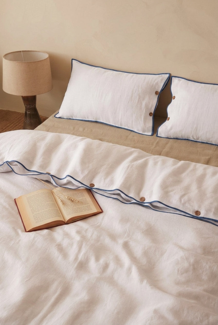 Linen Blue Needled Duvet Cover
