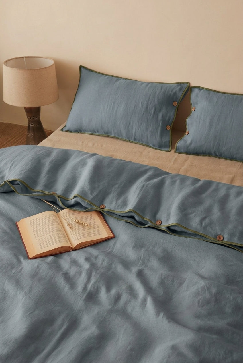 Linen Green Needled Duvet Cover