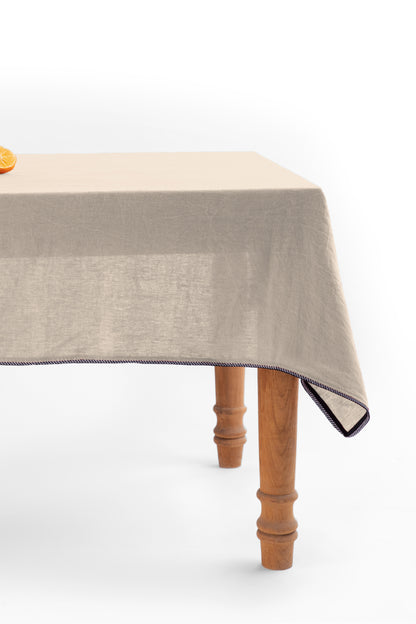 Linen Monochrome Lace Tablecloth