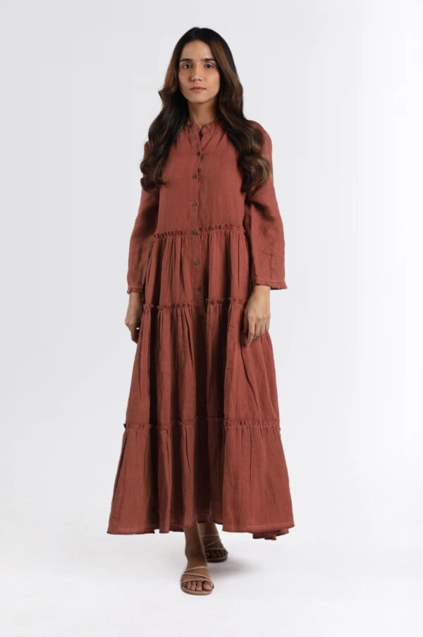 Linen Rosa Maxi Dress (Mud Brown)