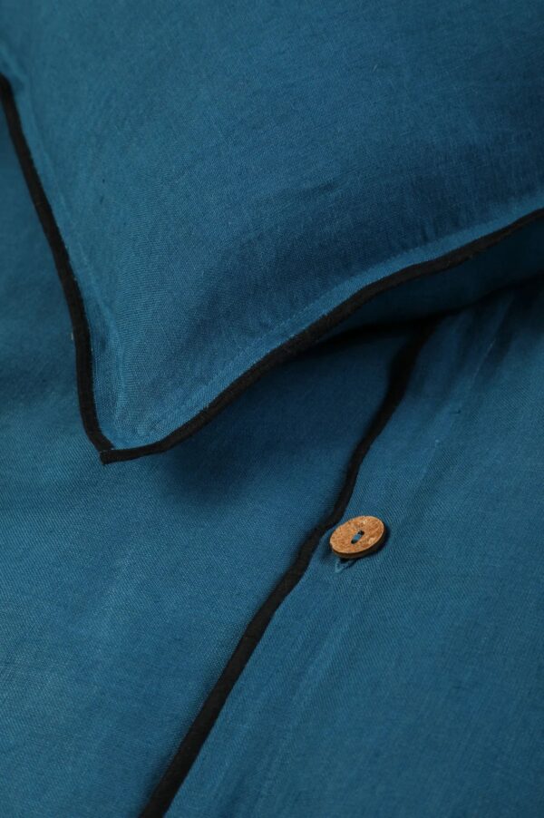 Linen Black Needled Duvet Cover Set (Deep Sea Blue)