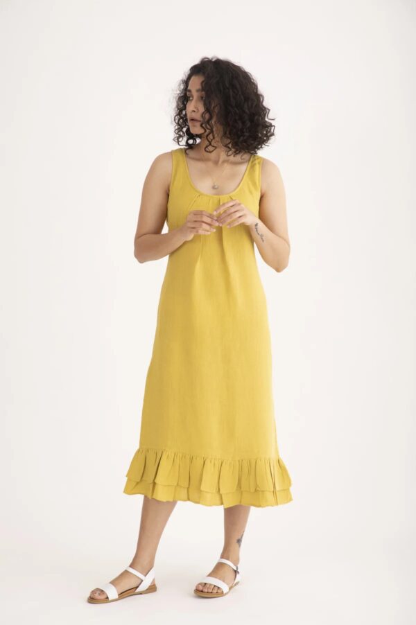 Linen Blossom Maxi Dress (Summer Yellow)