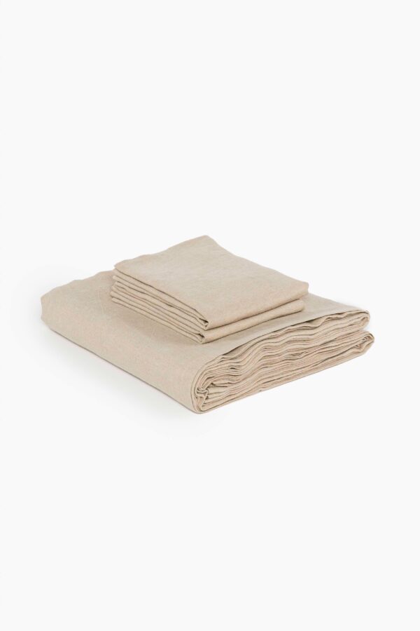 Linen Slumber Solid Bedsheet Set (Oatmeal)