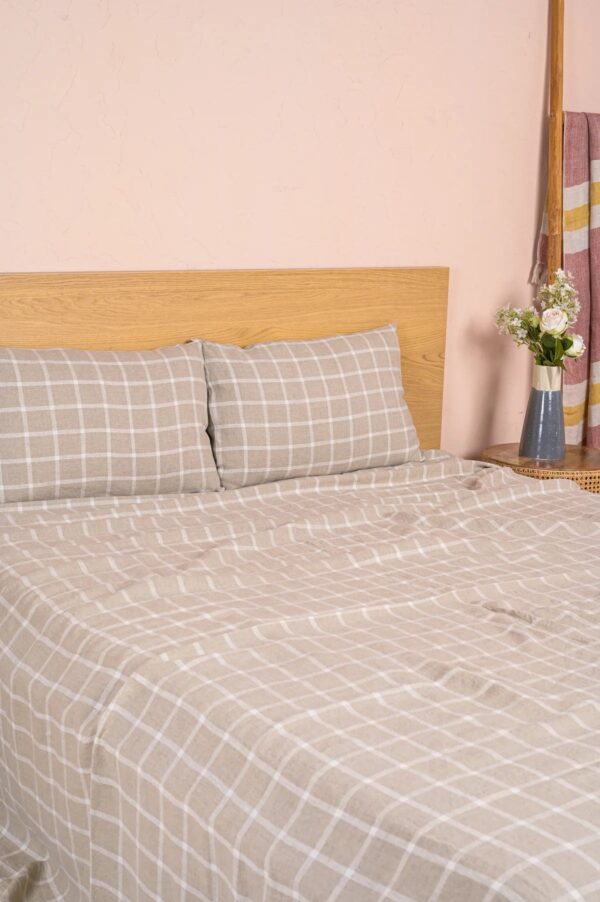 Linen Lenore Bedsheet Set (White Checks)