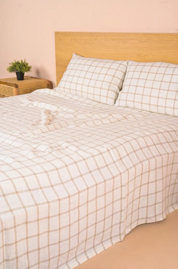 Linen Lenore Bedsheet Set (Natural Checks)