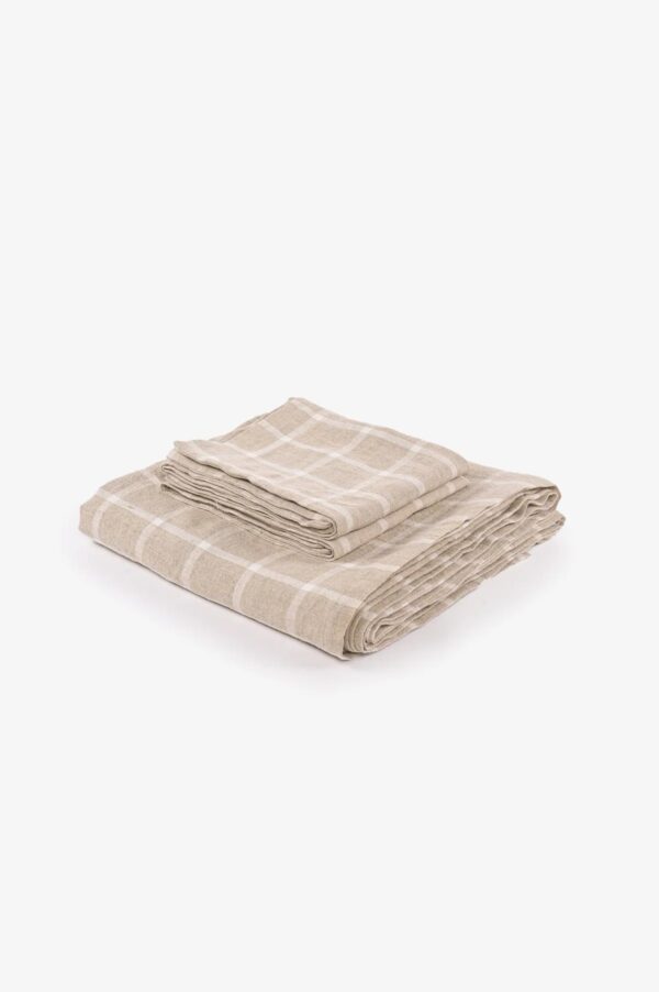 Linen Lenore Bedsheet Set (White Checks)