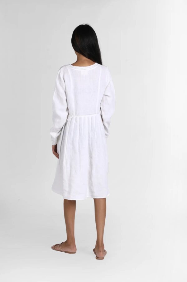 Linen Petra Midi Dress (Angora White)