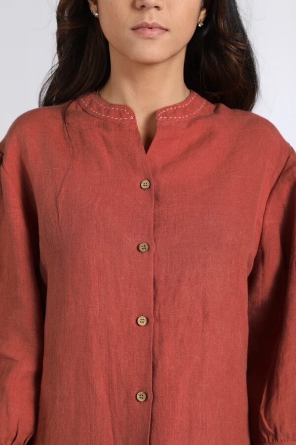 Linen Oasis Shirt Dress (Rusty Ochre)