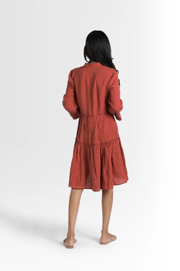 Linen Scarlet Midi Dress (Rusty Ochre)