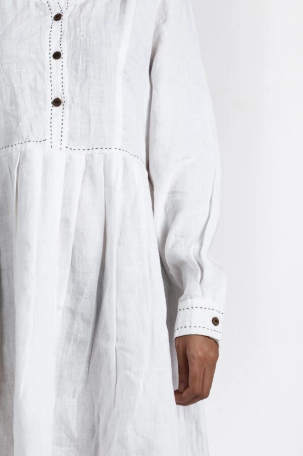 Linen Petra Midi Dress (Angora White)